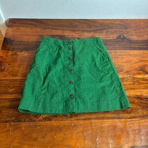 J.Crew Skirt Womens Size 0 Green A-Line Short Zip Front Pockets Lined